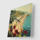 アマルフィイタリアンー海岸,ヴィンテージ旅行ポスターイタリア スクエア壁時計 (傾斜)