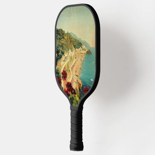 アマルフィイタリアンー海岸，ヴィンテージ旅行ポスターイタリア ピックルボールラケット (左)