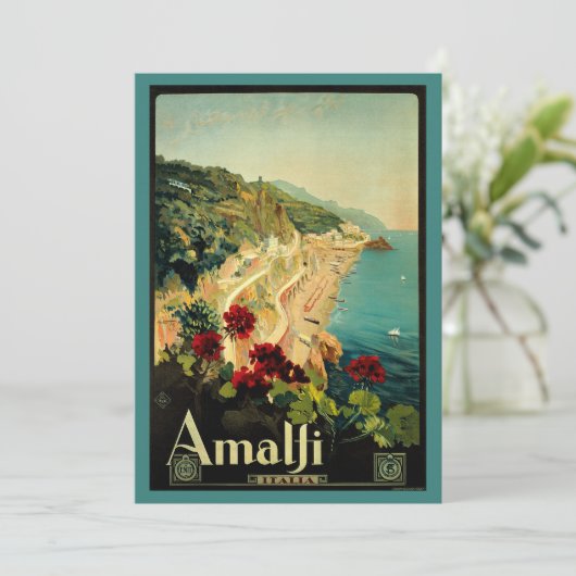 アマルフィイタリアンー海岸，ヴィンテージ旅行ポスターイタリア 招待状 (スタンド正面)