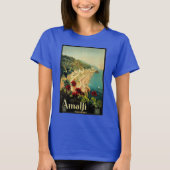 アマルフィイタリアンー海岸,ヴィンテージ旅行ポスターイタリア Tシャツ (正面)