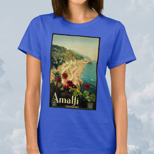 アマルフィイタリアンー海岸，ヴィンテージ旅行ポスターイタリア Tシャツ