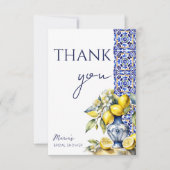 アマルフィイタリアンー青タイルブライダルシャワー サンキューカード (正面)