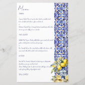 アマルフィイタリアンー青タイルレモンのメニューカードテンプレート (正面)