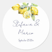 アマルフィイタリアンー青タイルレモンテンプレート ラウンドシール (正面)