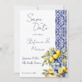 アマルフィイタリアンー青タイル写真テンプレート 招待状 (正面)