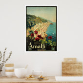 アマルフィイタリアヴィンテージトラベル ポスター (キッチン)