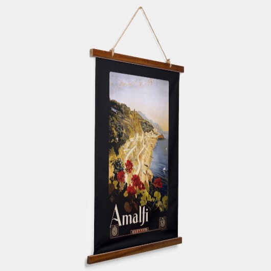 アマルフィイタリアヴィンテージトラベル 吊り下げ型タペストリー (傾斜あり)
