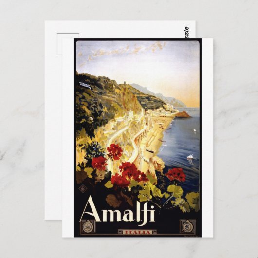アマルフィイタリアヴィンテージ旅行はがき ポストカード (正面/裏面)