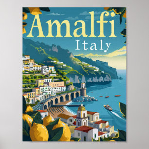アマルフィイタリアヴィンテージ有名トラベルプレイス ポスター