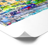 アマルフィイタリア旅行水の色の手描き ポスター (角)