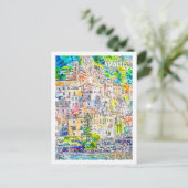 アマルフィイタリア有名な旅行水の色のスケッチ ポストカード (スタンド正面)