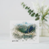 アマルフィイタリア水彩シーントラベルポスタースタイル ポストカード (スタンド正面)