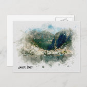 アマルフィイタリア水彩シーントラベルポスタースタイル ポストカード (正面/裏面)