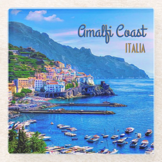 アマルフィイタリアEurope Vintage旅行写真 ガラスコースター (正面)