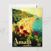 アマルフィイタリアItalia VintageTravel広告 ポストカード (正面/裏面)