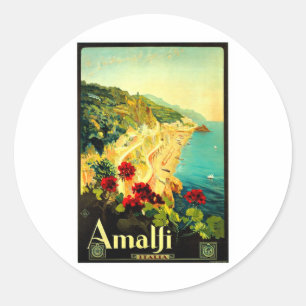 アマルフィイタリアItalia VintageTravel広告 ラウンドシール