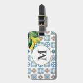 アマルフィインスパイアコーストウォーターカラータイル&レモン ラゲッジタグ (正面縦)