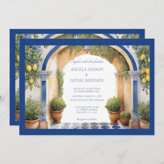 アマルフィコーストアーチウェー地中海のビュー 招待状 (正面/裏面)