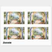 アマルフィコーストアーチウェー地中海のビュー 長方形シール (シート)