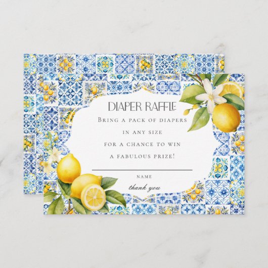 アマルフィコーストイタリアおむつラッフル招待状インサート エンクロージャーカード (正面/裏面)