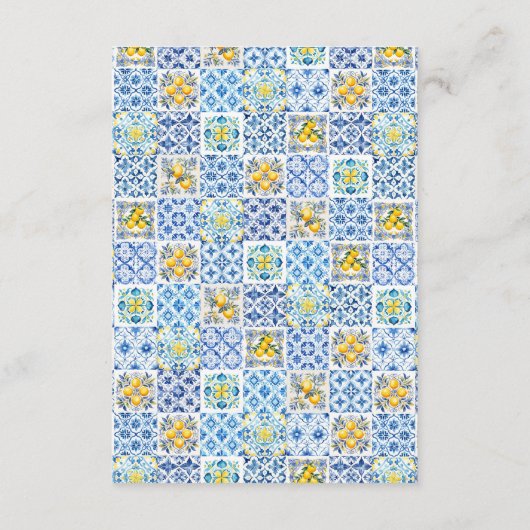 アマルフィコーストイタリアおむつラッフル招待状インサート エンクロージャーカード (裏面)