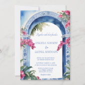 アマルフィコーストイタリアピンクの花ブガインビリア 招待状 (正面)