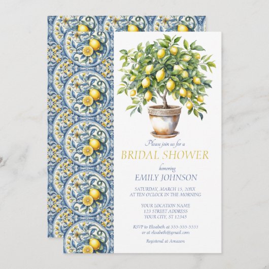 アマルフィコーストイタリアレモンツリーブライダルシャワー 招待状 (正面/裏面)