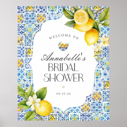 アマルフィコーストイタリアンブライダルシャワーウェルカムサイン ポスター (正面)