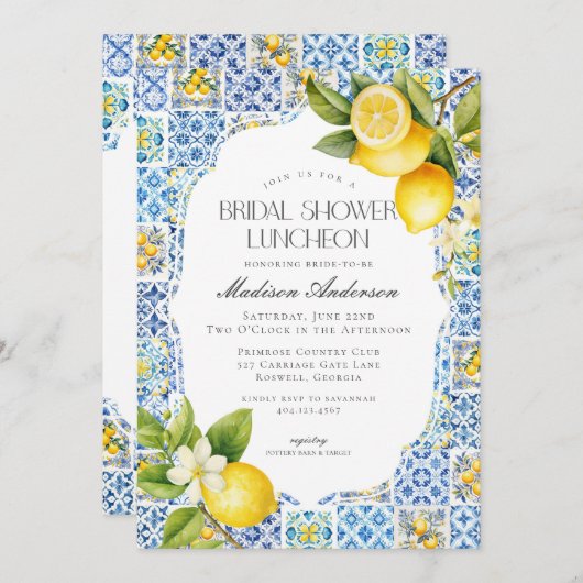 アマルフィコーストイタリアンブライダルシャワールンチョン招待状 招待状 (正面/裏面)