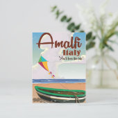 アマルフィコーストイタリアヴィンテージ旅行ポスタープリント ポストカード (スタンド正面)