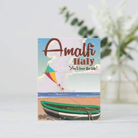 アマルフィコーストイタリアヴィンテージ旅行ポスタープリント ポストカード (スタンド正面)
