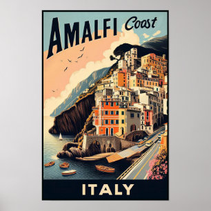 アマルフィコーストイタリアヴィンテージ旅行ポスター ポスター