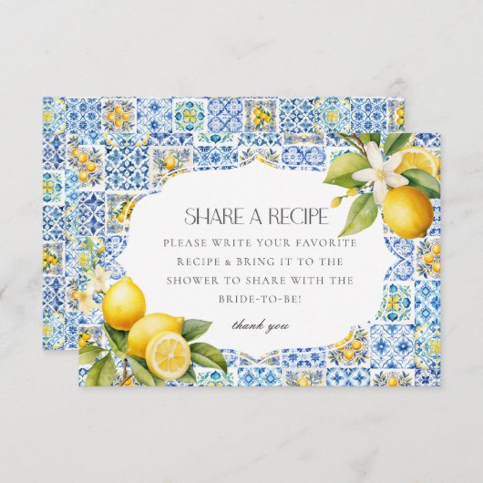 アマルフィコーストイタリア共有アレシピ招待状インサート エンクロージャーカード (正面/裏面)