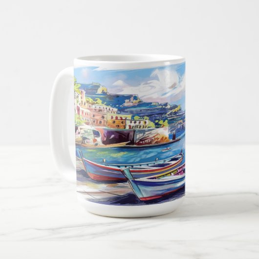 アマルフィコーストイタリア水彩画 | コーヒーマグカップ (正面左)