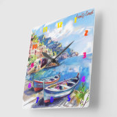 アマルフィコーストイタリア水彩画 | スクエア壁時計 (傾斜)