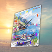 アマルフィコーストイタリア水彩画 | スクエア壁時計