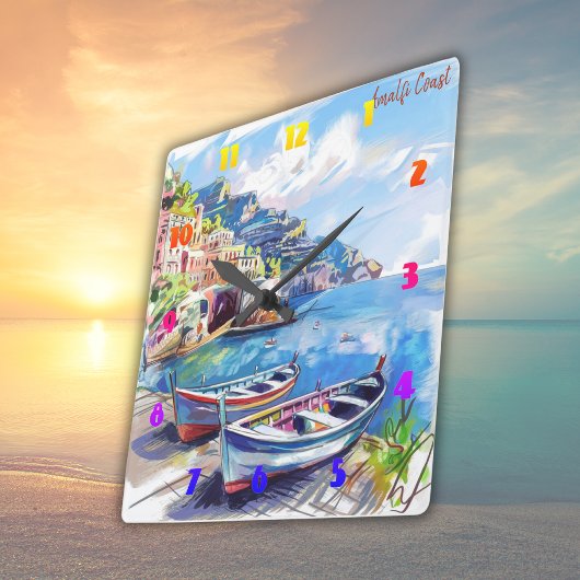 アマルフィコーストイタリア水彩画 | スクエア壁時計