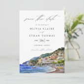 アマルフィコーストイタリア水彩目的地ウェディング セーブザデート (スタンド正面)