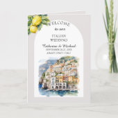 アマルフィコーストイタリア水彩目的地ウェディング プログラム (正面)