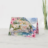 アマルフィコーストイタリア水彩目的地ウェディング 招待状 (正面)