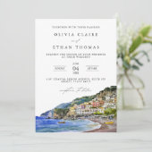 アマルフィコーストイタリア水彩目的地ウェディング 招待状 (スタンド正面)