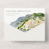 アマルフィコーストイタリア水彩風景結婚ズ オールインワン招待状 (裏面)