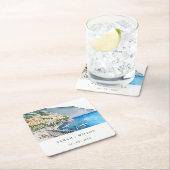 アマルフィコーストイタリア水彩風景結婚ズ スクエアペーパーコースター (インサイチュ)