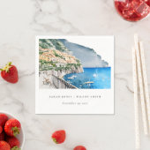アマルフィコーストイタリア水彩風景結婚ズ スタンダードカクテルナプキン (インサイチュ)