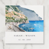 アマルフィコーストイタリア水彩風景結婚ズ フェイバータグ (正面)