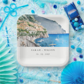 アマルフィコーストイタリア水彩風景結婚ズ ペーパープレート (パーティー)