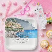 アマルフィコーストイタリア水彩風景結婚ズ ペーパープレート (パーティー)