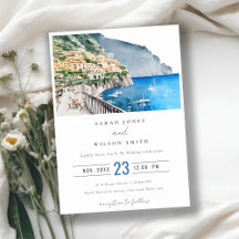 アマルフィコーストイタリア水彩風景結婚ズ