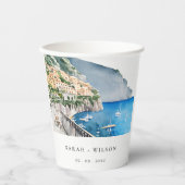 アマルフィコーストイタリア水彩風景結婚ズ 紙コップ (正面)