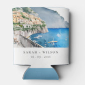 アマルフィコーストイタリア水彩風景結婚ズ 缶クーラー (裏面)